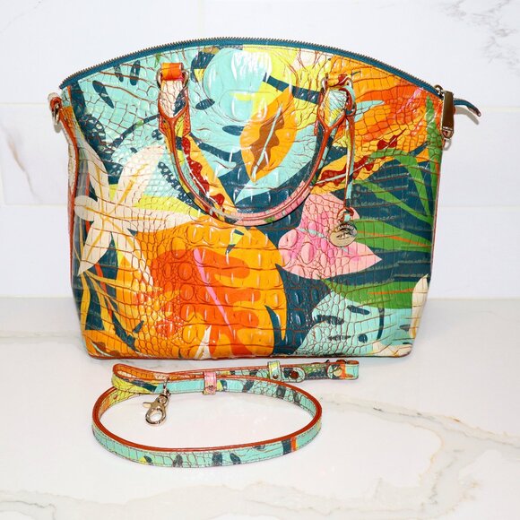 Brahmin Large Duxbury Retro Jungle Melbourne satchel with shoulder strap EUC - Picture 1 of 11